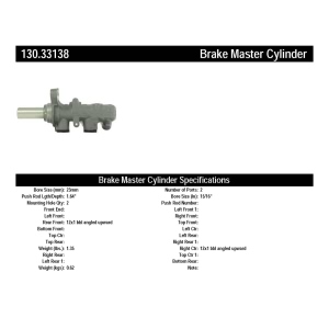 Centric Premium™ Brake Master Cylinder for 2018 Audi A3 Quattro - 130.33138