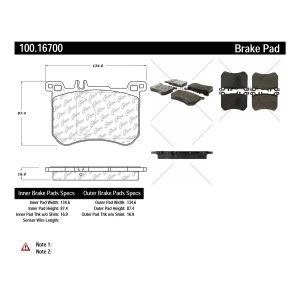 Centric Formula 100 Series™ OEM Brake Pads for 2016 Mercedes-Benz SL400 - 100.16700