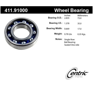 Centric Premium™ Front Driver Side Outer Single Row Wheel Bearing for 1985 Plymouth Conquest - 411.91000