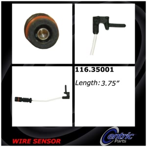 Centric Front Brake Pad Sensor for Mercedes-Benz SLK320 - 116.35001