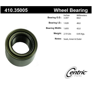 Centric Premium™ Rear Driver Side Wheel Bearing and Race Set for 1994 Mercedes-Benz E320 - 410.35005