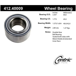 Centric Premium™ Front Driver Side Double Row Wheel Bearing for 2001 Acura MDX - 412.40009