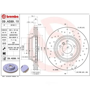 brembo Premium Xtra Cross Drilled UV Coated 1-Piece Front Brake Rotors for 2008 BMW 335xi - 09.A599.1X