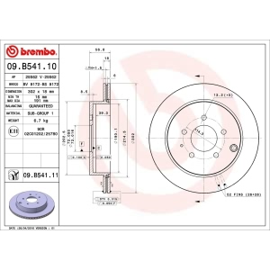 brembo UV Coated Series Vented Rear Brake Rotor for 2010 Ford Edge - 09.B541.11