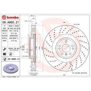 brembo UV Coated Series Drilled Front Brake Rotor for 2015 Mercedes-Benz GL450 - 09.A960.21