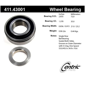 Centric Premium™ Axle Shaft Bearing Assembly Single Row for 1988 Isuzu Impulse - 411.43001