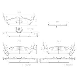 brembo Premium Ceramic Rear Disc Brake Pads for 2003 Dodge Dakota - P15012N