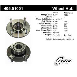 Centric Premium™ Wheel Bearing And Hub Assembly for 2007 Kia Spectra5 - 405.51001