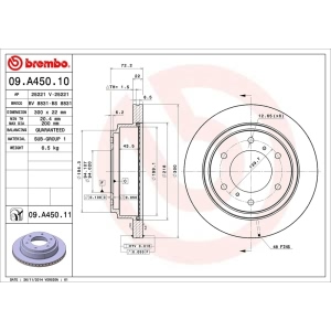 brembo UV Coated Series Vented Rear Brake Rotor for 2001 Mitsubishi Montero - 09.A450.11