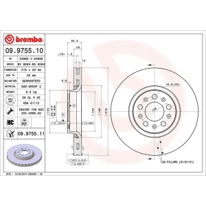 brembo UV Coated Series Vented Front Brake Rotor for 2007 Volvo XC90 - 09.9755.11