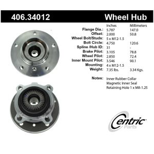 Centric Premium™ Wheel Bearing And Hub Assembly for 2015 BMW X1 - 406.34012