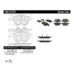 Centric Formula 100 Series™ OEM Brake Pads for Mercedes-Benz ML63 AMG - 100.12710