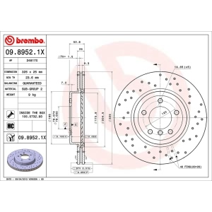 brembo Premium Xtra Cross Drilled UV Coated 1-Piece Front Brake Rotors for 2001 BMW 330Ci - 09.8952.1X