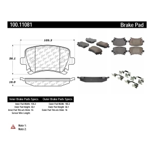 Centric Formula 100 Series™ OEM Brake Pads for 2014 Audi TTS Quattro - 100.11081