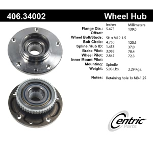 Centric C-Tek™ Front Driver Side Standard Non-Driven Wheel Bearing and Hub Assembly for 1989 BMW 525i - 406.34002E