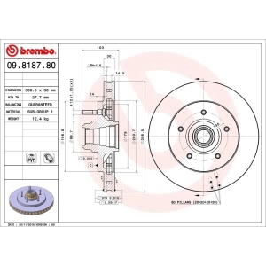 brembo OE Replacement Vented Front Brake Rotor for Lincoln Navigator - 09.8187.80