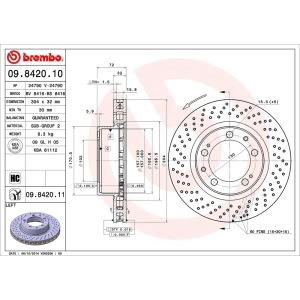 brembo UV Coated Series Drilled Front Driver Side Brake Rotor for 1998 Porsche 911 - 09.8420.11