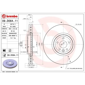 brembo UV Coated Series Front Brake Rotor for 2017 Jaguar XF - 09.D064.11