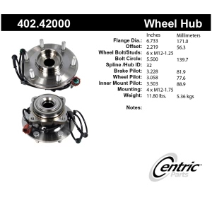 Centric Premium™ Wheel Bearing And Hub Assembly for 2011 Nissan Armada - 402.42000