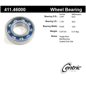 Centric Premium™ Axle Shaft Bearing Assembly Single Row for 1986 Mitsubishi Starion - 411.46000