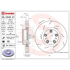 brembo UV Coated Series Slotted Front Driver Side Brake Rotor for 2013 Porsche Panamera - 09.C549.21