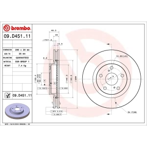 brembo UV Coated Series Vented Front Brake Rotor for 2013 Toyota Avalon - 09.D451.11