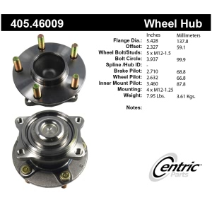 Centric Premium™ Rear Passenger Side Non-Driven Wheel Bearing and Hub Assembly for 2005 Mitsubishi Endeavor - 405.46009