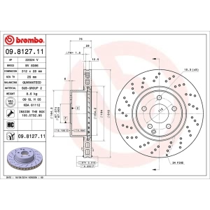 brembo UV Coated Series Drilled Vented Front Brake Rotor for 2006 Mercedes-Benz S350 - 09.8127.11