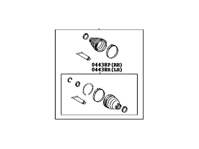 Toyota 04427-0R065 Front Cv Joint Boot Kit