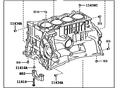 Toyota 11401-19415 Block Sub-Assy, Cylinder